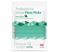 50 palillos de hilo dental con sabor a menta, paquete de tamaño de viaje para aliento fresco, limpieza profunda para dientes apretados, paquete portátil fácil de sacar para viajar (paquete de 1)