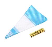 50 paquetes de bolsa transparente con corbatas, 17x30cm/6.69x11.81in celofán de almacenamiento de dulces envolturas con contenedor de palomitas de maíz en forma de cono para (Azul 4 seda *17cm *30 cm)