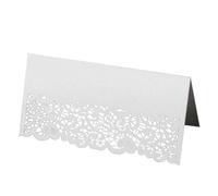 50 Paquetes De Tarjetas De Lugar De Encaje Cortadas Con Láser Para Mesa De Boda (Blanco)
