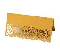 50 Paquetes De Tarjetas De Lugar De Encaje Cortadas Con Láser Para Mesa De Boda (Oro)