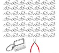 50 para uds Clips Llavero Hierro con Alicates DIY 50 para uds | 50 clips para cola, alicates incluidos, hierro , plateado , para fácil montaje