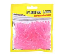 50 Pcs 5cm Señuelos de Pesca Suave Cebos de Pesca Artificiales Agua Dulce, Cebo de Pesca Plástico T Tail Grub Cebos de Gusano Accesorio de Aparejo de Pescado(Rosa)