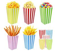 50 PCS Cajas Palomitas,olsas Pequeñas para Palomitas de Maíz y Caramelos Cajas de Papel, Fácil de Montar, Bolsas Palomitas a Rayas for Cinema Parties Events and Home Cinema