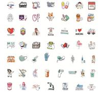 50 PCS Calcomanías de Enfermería Anime Enfermera día Pegatinas Divertidas Calcomanías Médicas para Estudiantes Pegatinas Impermeables para Ordenador Portátil Motocicleta Bicicleta Equipaje