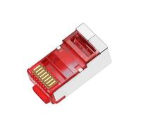 50 Pcs Cat6 RJ45 Color Connectors, Cat6 RJ45 Color Plugs, Cat6 Metal Shielded RJ45 Ends FTP 8P8C Modular Network Plug Connector, Red
