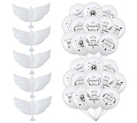 50 pcs globos conmemorativos blancos con 5 pcs ritmo de ritmo paloma de paloma