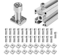 50 Pcs M8 Tuerca de Ranura en T: 25 Tuercas en T M8 Ranura 8 Tipo B y 25 Tornillos con Cabeza Hueca Hexagonal, Tuercas Deslizables con Tornillo para Ranura de Extrusión Perfil de Aluminio 30x30