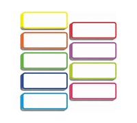 50 Pcs Magnetic Dry Erase Reusable Name Tag Label Plate Rainbow Neon Sticker for Whiteboards Locker School Office(3.2" X 1.2" Each)