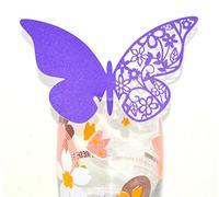 50 pcs mariposa boda lugar nombre tarjeta de mesa?, Morado, 10.4 x 7 x 1.8 cm
