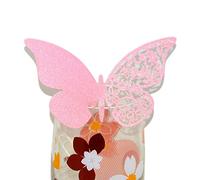50 pcs mariposa boda lugar nombre tarjeta de mesa?, Rosa, 10.4 x 7 x 1.8 cm