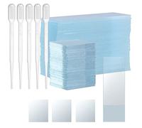 50 Pcs Muestras Microscopio Preparadas y 100 Portaobjetos de Microscopio de Vidrio de Cubierta Cubreobjetos de Microscopios, para Investigación Ciencias de Laboratorio con 5 Goteros