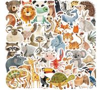 50 pcs pegatinas animales para niños, stickers decorativos infantiles, pegatinas de recompensa de animales, impermeables, para botellas de agua, portátiles, monopatines, coches y guitarras
