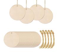 50 Pcs Rodajas Madera con Agujero - Disco Madera Espesor 2mm para DIY Manualidades Etiquetas Libros de Recortes Decoración de Navidad(Diámetro 7.5cm)