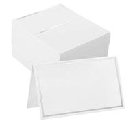 50 pcs tarjetas personalizadas, Borde plateado blanco rectangulares tarjetas mesa, Plegable Tarjeta de Lugar Asiento, aplicable a para Bodas, Banquetes, Comunion, Festival, Fiesta, Bautizo
