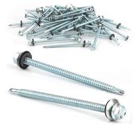 50 pcs Tornillos Autotaladrantes 6.3x100MM Tornillos Roscachapas Tornillo Panel Sandwich Tornillos Autorroscantes Metal para Panel Sandwich Tejado, Chapas Metalicas, Tejado, Aluminio (Plata)