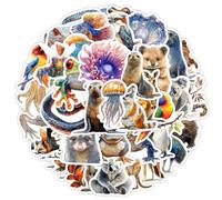 50 pegatinas de animales australianos para adolescentes y adultos, lindos animales de Australia, resistentes al agua para ciclomotor, ordenador, bicicleta, coche, portátil, monopatín, scrapbook