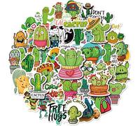 50 pegatinas de cactus, lindas plantas verdes en macetas, paquetes de pegatinas para portátil, botella de agua, diario, ordenador