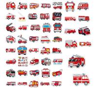 50 pegatinas de camión de bomberos para niños, lindas pegatinas de camión de bomberos de dibujos animados, niños, para botella de agua, bicicleta, computadora portátil, equipaje, pegatina