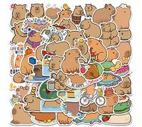 50 Pegatinas de Capibara Para Niños y Adolescentes - Divertidas de Animales de Guinea, Vinilo Impermeable de Dibujos Animados Cobayas