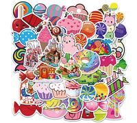 50 pegatinas de caramelos de colores para niños, niñas, dibujos animados, piruletas, helados, cupcakes, 50 unidades