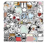 50 pegatinas de chef para cocina, comedor, armarios, frigorífico, portátil, equipaje, guitarra, botella de agua, bicicleta, maleta, monopatín, carrera de cocina, pegatinas impermeables para