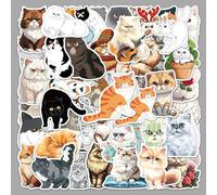50 pegatinas de gato persa, divertidos paquetes de pegatinas de animales de dibujos animados, calcomanías de vinilo impermeables para animales domésticos Kawaii