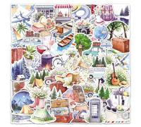 50 Pegatinas de Viaje Aesthetic Stickers de Vinilo para Diario Scrapbooking Album Fotos Recortes Maletas Kindle Laptop