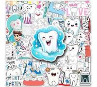50 Pegatinas Divertidas De Dientes De Dibujos Animados Para Niños, Calcomanías De Graffiti Para Portátil, Álbum De Recortes, Pegatina De Vinilo Retro, Decoración De Equipaje Para Teléfono, Pegatina