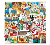 50 pegatinas italianas para viajes, impermeables, para scrapbooking, botella de agua, equipaje, monopatín, guitarra, ordenador portátil
