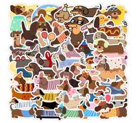 50 pegatinas lindas de perro salchicha para ordenador portátil, scrapbook, monopatín, casco, botellas de agua, maleta, coche, equipaje, salchichas, mascotas, perros, pegatinas para amantes de los
