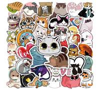 50 pegatinas para gatos, pegatinas de vinilo impermeables para botellas de agua,Animal Stickers Pack de regalos para gatos Merchandise para adultos adolescentes niños