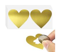 50 pegatinas para rascar en forma de corazón, tarjetas autoadhesivas para rascar, etiquetas en forma de corazón, pegatinas doradas para rascar, tarjetas para rascar hechas en casa, pegatinas chapadas