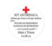 50 PEGATINAS PERSONALIZADAS para KIT ANTIRESACA - El amor es la mejor medicina - Regalos de invitados/Recuerdos para Boda, NOCHES DE DESENFRENO Despedida de Soltera Kit - Rd 052 (001 Blanco)
