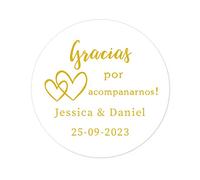 50 PERSONALIZADAS pegatinas de boda -Gracias por acompañarnos! - 40MM REDONDO Gracias pegatina para recepción/invitación/aniversario/compromiso/regalos/peladillas/tarjetas - Rd 016 (004)