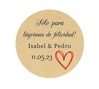 50 PERSONALIZADAS pegatinas de boda - Sólo para lágrimas de felicidad! - 40MM REDONDO Pegatinas de papel tisú/regalo personalizadas para Boda, Bautismo o Comunión - Rd 023 (002)