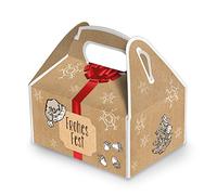 50 petites boîtes boîtes cadeaux boîtes de cadeau de Noël dans rouge beige/marron blanc (9 x 12 x 6 cm sans poignée) en tant que Boîte Biscuits, Boîte de chocolat pour Bonbons,... à remplir