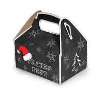 50 petites boites cadeau Boîtes cadeau à Noël Noir Blanc Rouge (9 x 12 x 6 cm sans poignée) Boîtes, boîtes en carton pour les clients, amis, pour cadeaux de Noël + père noël emballage