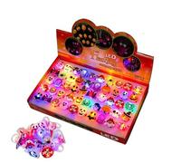 50-Piece Halloween Light Up Rings - Flashing LED Finger Jewelry Favors