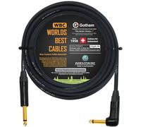 50 pies. Gotham GAC-1 Ultra Pro. Cable de bajo Consumo para Guitarra (21 PF/F) con Conectores Dorados de neutrik Rectos en ángulo de 6,35 mm. Fabricados por Worlds Best Cables