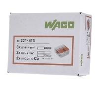 50 Pieza Terminal de conexión compacto de 3 hilos a 4 mm² 221-413 | WAGO | 221-413 | Terminal sin tornillos o a presión