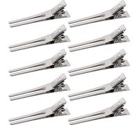 50 Piezas 1,8 Pulgadas Pinza de Peluquería de Doble Punta Clips de Pelo de Sección de Ajuste de Rizos Pinzas de Cocodrilo de Metal Pinza de Pelo Plateada para Extensión de Pelo