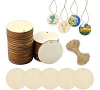 50 Piezas 5 cm Rodajas de Madera Discos de Madera Sin Terminar Con Agujeros Círculos Rebanadas para Bricolaje, Manualidades, Posavasos, Hogar, Bodas, Decoraciones para Fiestas, Regalos