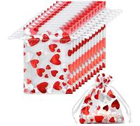 50 Piezas 8x10cm Bolsas de Organza, Bolsas de Regalo con Patrón de corazón, Bolsitas de Tela, Bolsas para Joyas, Bolsitas de Organza con Cordón, Bolsas de Dulces, Bolsitas Tul para Boda Favores Joyas