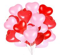 50 Piezas Amor Globos de corazón rojo rosa Corazón Globos para el día de San Valentín Aniversario de bodas Compromiso Cumpleaños Jardín Graduación Fiesta de graduación decoración romántica
