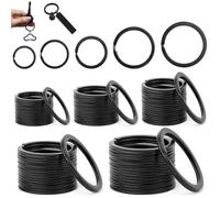 50 Piezas Anilla Llaveros Aros Acero Inoxidable 15mm/20mm/25mm/28mm/30mm Anilla de Llavero, Anillas Llaveros Argollas Mosqueton Plano Llavero, Negro Anillas Planas Llaveros Arandelas para Bricolaje