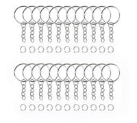 50 Piezas Anillas para Llaveros Set， 25mm Llavero Anillos con Cadena ，Anillo Círculo de Metal Metal Llavero para DIY Llaves joyería Craft