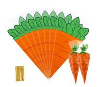 50 Piezas Bolsas de Cucuruchos para Chuches Zanahoria Bolsas de Conos, Bolsa Cono Chuches Bolsas Pascua con Lazos Torsión, Zanahoria Bolsa de Cono para Chuche para Fiesta de Pascua Boda (B50)