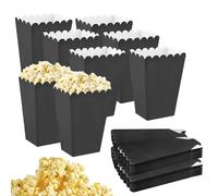 50 Piezas Bolsas de Palomitas de Maíz, Contenedor de Papel Para Dulces y Palomitas, Cajas de Cartón Mini Para Picnics de Cine y Preferencias de Boda (Negro)