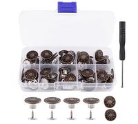 50 Piezas Botones para Jeans,17mm Botones para Pantalones | Vaqueros Desmontables Metal Ajustables Sin Costuras de Repuesto