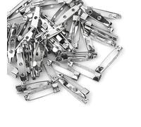 50 Piezas Broche de Seguridad, 2.5cm Broche de Plata Alfileres de Joyería con 2 Agujeros, Pasadores de Barra Cierre Trasero de Metal Imperdibles para DIY Fabricación de Bisutería Insignia